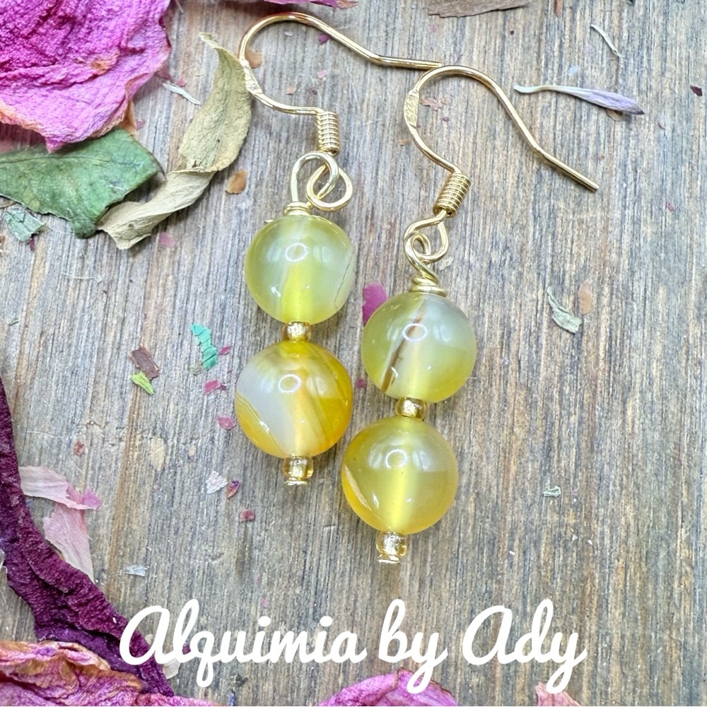 Golden Yellow laguna agate Beaded Earrings